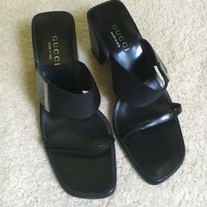 Gucci Black Block Heel Sandals